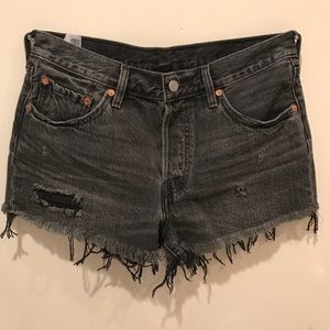 Levi’s 501 High-Waisted Black Shorts Distressed